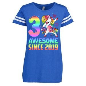 Awesome Since 2019 Unicorn 3rd Birthday 3 Years Old Enza Ladies Jersey Football T-Shirt