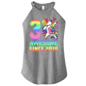 Awesome Since 2019 Unicorn 3rd Birthday 3 Years Old Women's Perfect Tri Rocker Tank