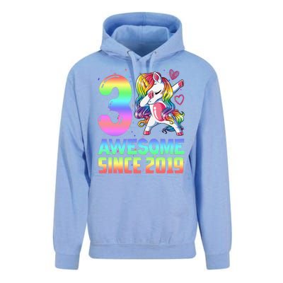 Awesome Since 2019 Unicorn 3rd Birthday 3 Years Old Unisex Surf Hoodie