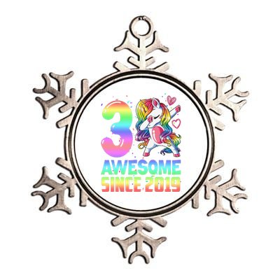 Awesome Since 2019 Unicorn 3rd Birthday 3 Years Old Metallic Star Ornament