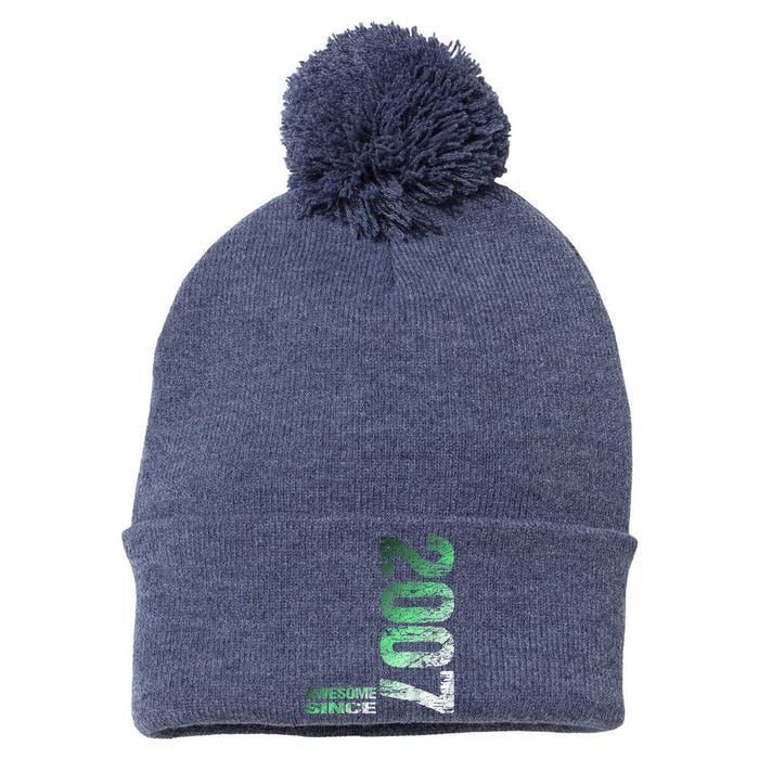 Awesome since 2007 16th Birthday Born 2007 Pom Pom 12in Knit Beanie