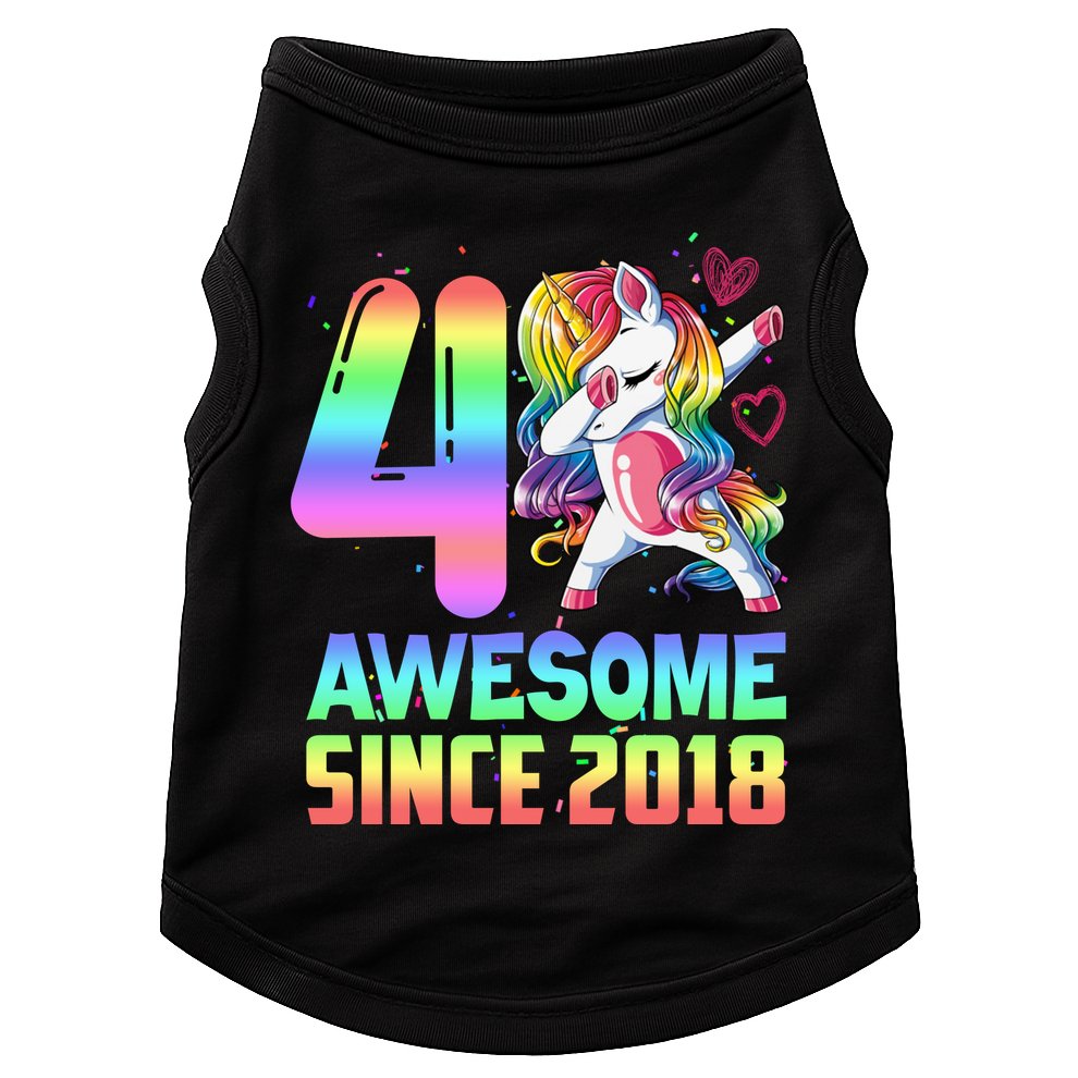 Awesome Since 2018 Unicorn 4th Birthday 4 Years Old Doggie Tank