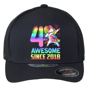 Awesome Since 2018 Unicorn 4th Birthday 4 Years Old Flexfit Unipanel Trucker Cap