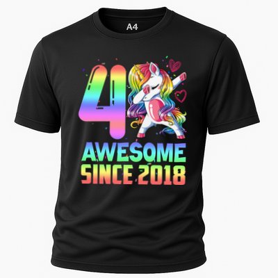 Awesome Since 2018 Unicorn 4th Birthday 4 Years Old Performance Shirt