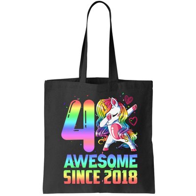 Awesome Since 2018 Unicorn 4th Birthday 4 Years Old Bag