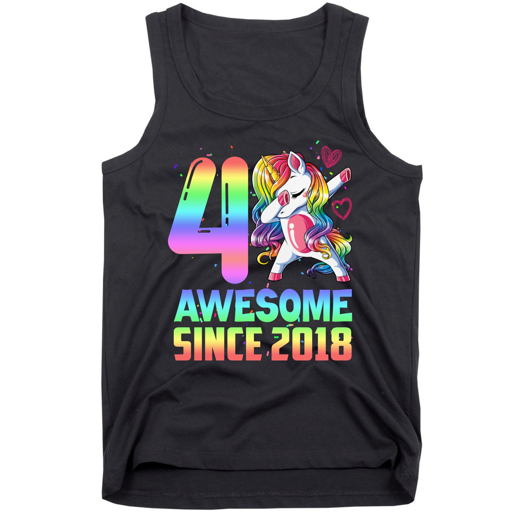 Awesome Since 2018 Unicorn 4th Birthday 4 Years Old Tank Top