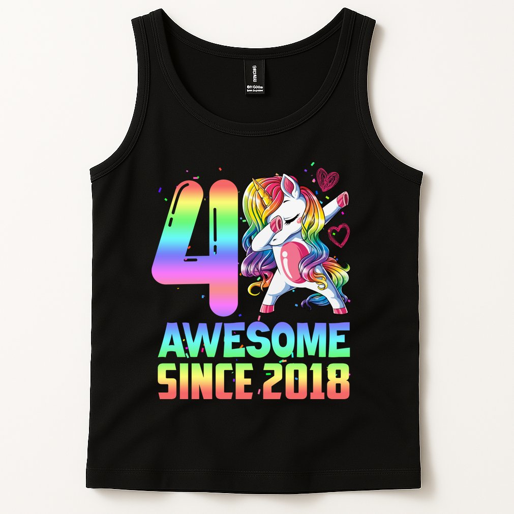 Awesome Since 2018 Unicorn 4th Birthday 4 Years Old Tank Top