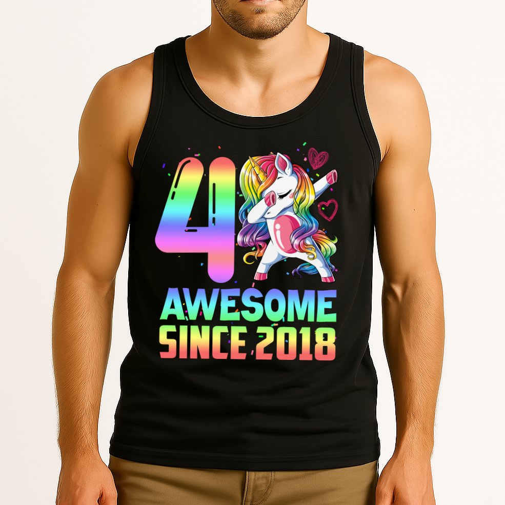 Awesome Since 2018 Unicorn 4th Birthday 4 Years Old Tank Top