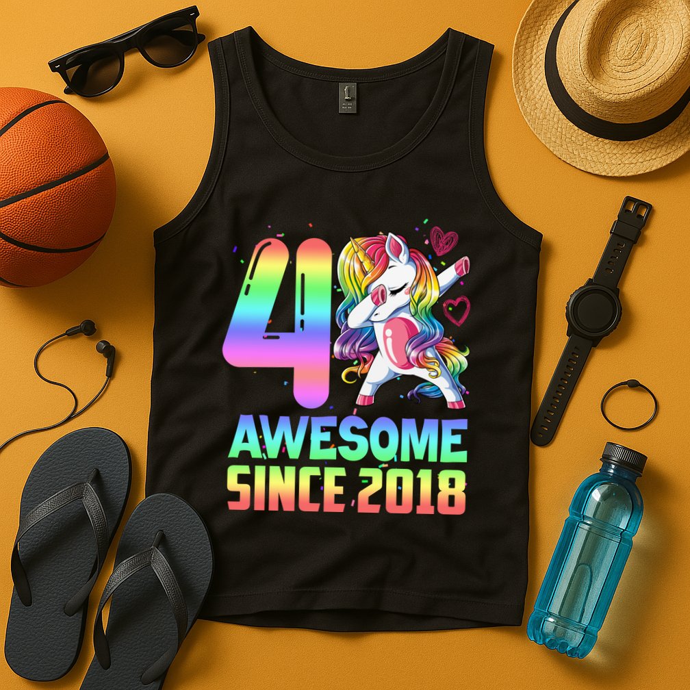 Awesome Since 2018 Unicorn 4th Birthday 4 Years Old Tank Top
