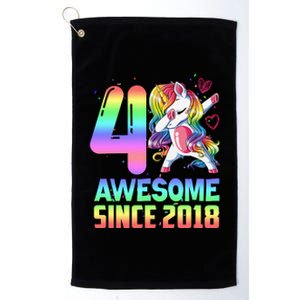 Awesome Since 2018 Unicorn 4th Birthday 4 Years Old Platinum Collection Golf Towel