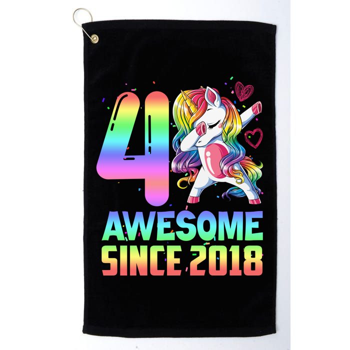 Awesome Since 2018 Unicorn 4th Birthday 4 Years Old Golf Towel