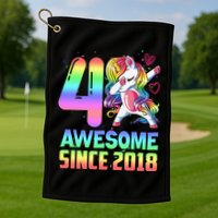 Awesome Since 2018 Unicorn 4th Birthday 4 Years Old Golf Towel