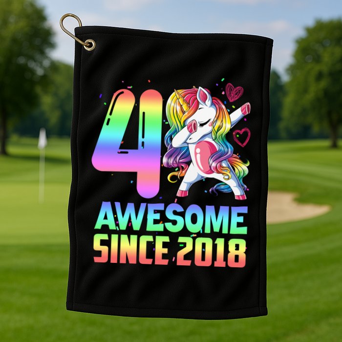 Awesome Since 2018 Unicorn 4th Birthday 4 Years Old Golf Towel