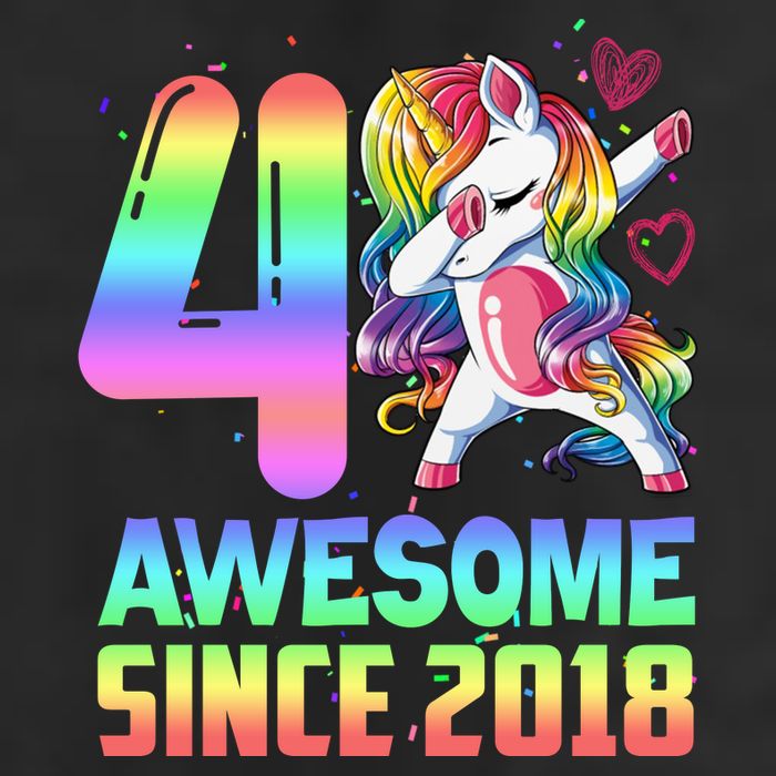 Awesome Since 2018 Unicorn 4th Birthday 4 Years Old Golf Towel