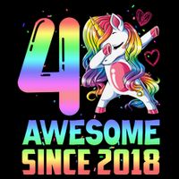 Awesome Since 2018 Unicorn 4th Birthday 4 Years Old Women's V-Neck T-Shirt