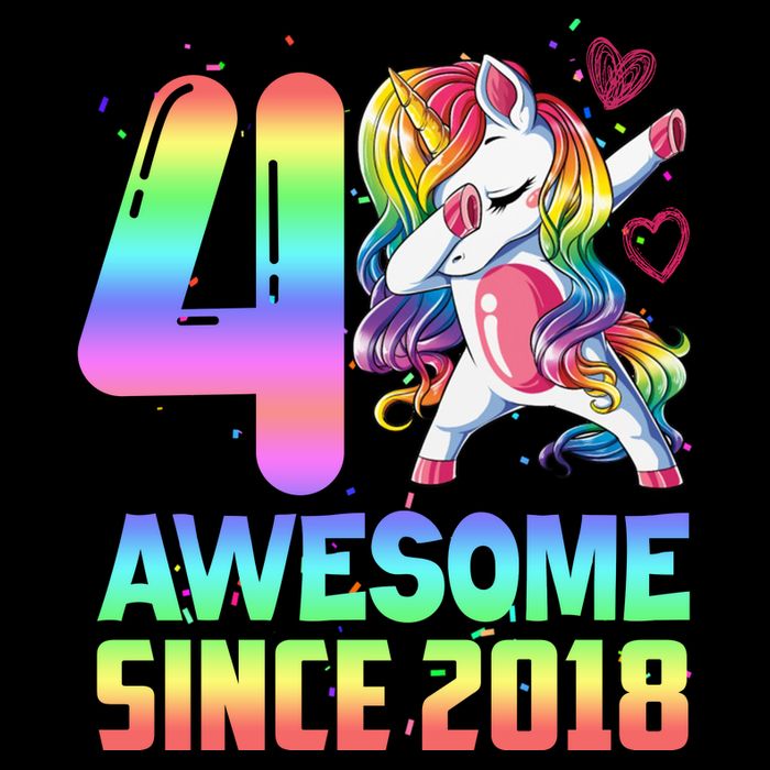 Awesome Since 2018 Unicorn 4th Birthday 4 Years Old Women's V-Neck T-Shirt