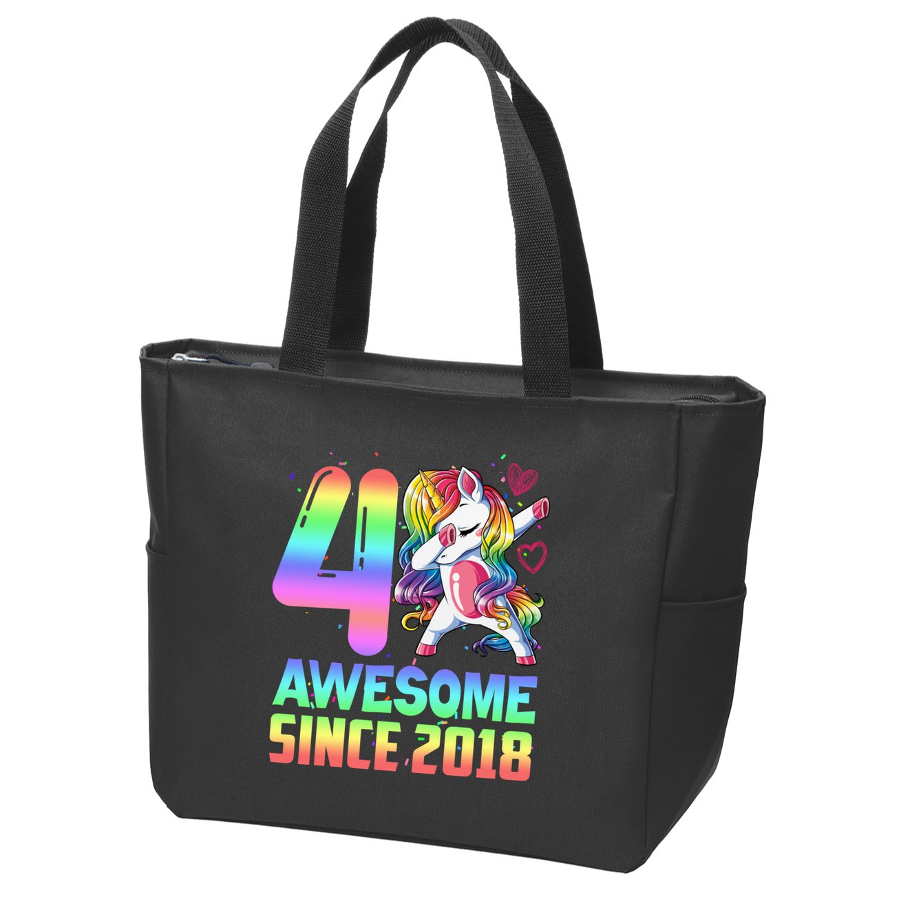 Awesome Since 2018 Unicorn 4th Birthday 4 Years Old Zip Tote Bag