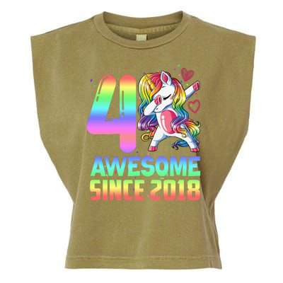 Awesome Since 2018 Unicorn 4th Birthday 4 Years Old Garment-Dyed Women's Muscle Tee