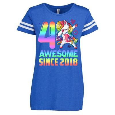 Awesome Since 2018 Unicorn 4th Birthday 4 Years Old Enza Ladies Jersey Football T-Shirt