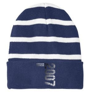 Awesome since 2007 16th Birthday Born 2007 Striped Beanie with Solid Band