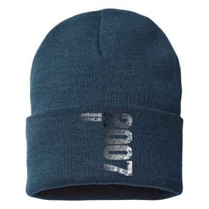 Awesome since 2007 16th Birthday Born 2007 Sustainable Knit Beanie