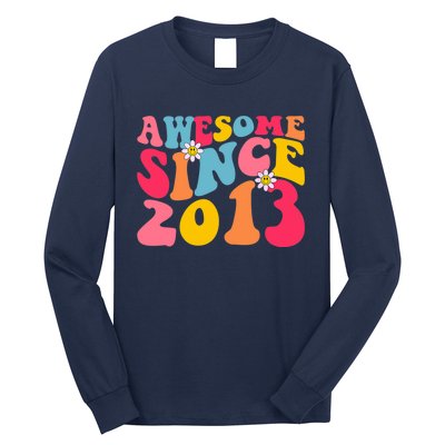 Awesome Since 2013 10 Years Old 10th Birthday Groovy Retro Long Sleeve Shirt