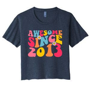 Awesome Since 2013 10 Years Old 10th Birthday Groovy Retro Women's Crop Top Tee