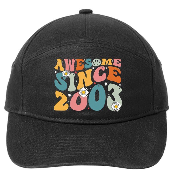 Awesome Since 2003 20th Birthday Retro Gifts Born In 2003 7-Panel Snapback Hat