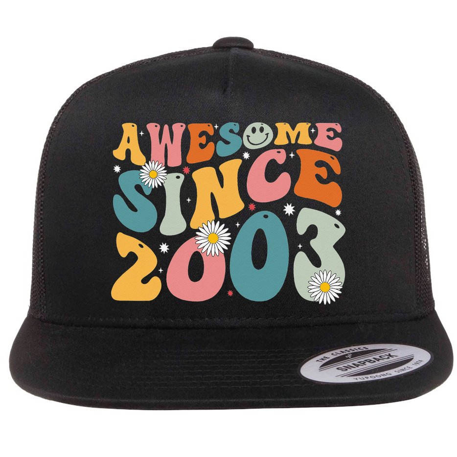 Awesome Since 2003 20th Birthday Retro Gifts Born In 2003 Flat Bill Trucker Hat