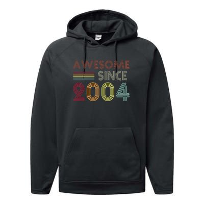 Awesome Since 2004 18th Birthday Retro Performance Fleece Hoodie