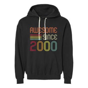 Awesome Since 2000 23rd Birthday Retro Garment-Dyed Fleece Hoodie