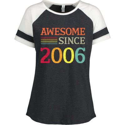 Awesome Since 2006 17th Birthday Retro Vintage Enza Ladies Jersey Colorblock Tee