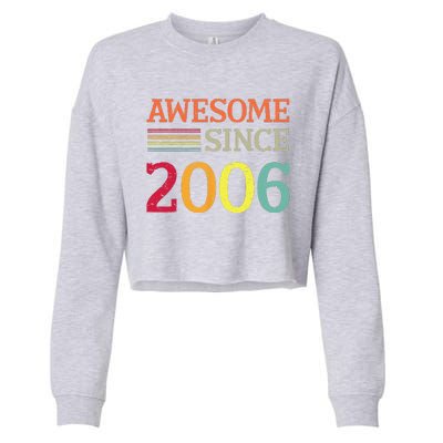 Awesome Since 2006 17th Birthday Retro Vintage Cropped Pullover Crew