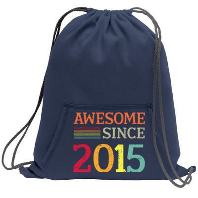 Awesome Since 2015 8th Birthday Retro Vintage Sweatshirt Cinch Pack Bag