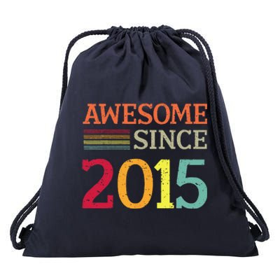 Awesome Since 2015 8th Birthday Retro Vintage Drawstring Bag