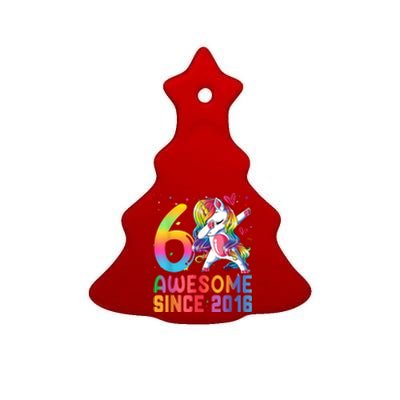 Awesome Since 2016 Dabbing Unicorn Gift For Birthday 6 Year Old Girls Ceramic Tree Ornament