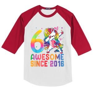 Awesome Since 2016 Dabbing Unicorn Gift For Birthday 6 Year Old Girls Kids Colorblock Raglan Jersey