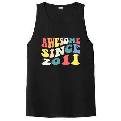 Awesome Since 2011 11 Years Old 11th Birthday Groovy Retro PosiCharge Competitor Tank