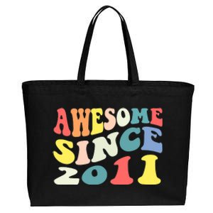 Awesome Since 2011 11 Years Old 11th Birthday Groovy Retro Cotton Canvas Jumbo Tote