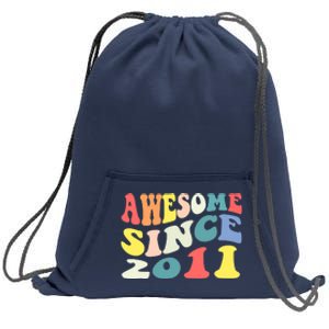 Awesome Since 2011 11 Years Old 11th Birthday Groovy Retro Sweatshirt Cinch Pack Bag