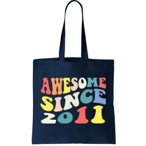 Awesome Since 2011 11 Years Old 11th Birthday Groovy Retro Tote Bag