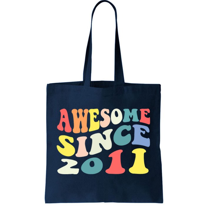 Awesome Since 2011 11 Years Old 11th Birthday Groovy Retro Tote Bag