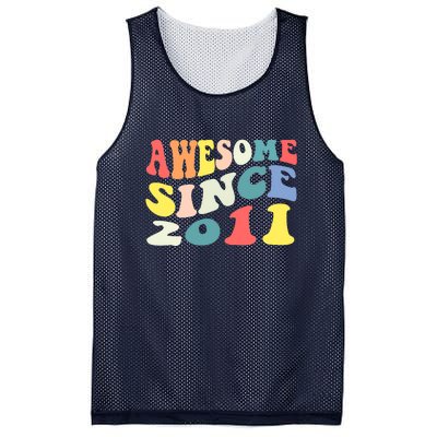 Awesome Since 2011 11 Years Old 11th Birthday Groovy Retro Mesh Reversible Basketball Jersey Tank