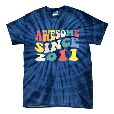 Awesome Since 2011 11 Years Old 11th Birthday Groovy Retro Tie-Dye T-Shirt