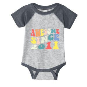 Awesome Since 2011 11 Years Old 11th Birthday Groovy Retro Infant Baby Jersey Bodysuit