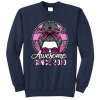 Awesome Since 2010 13 Years Old Messy Bun Leopard Sweatshirt