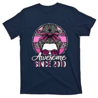 Awesome Since 2010 13 Years Old Messy Bun Leopard T-Shirt