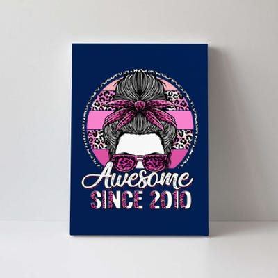 Awesome Since 2010 13 Years Old Messy Bun Leopard Canvas