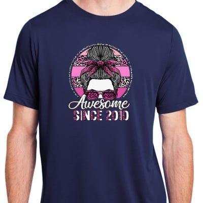 Awesome Since 2010 13 Years Old Messy Bun Leopard Adult ChromaSoft Performance T-Shirt