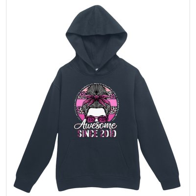 Awesome Since 2010 13 Years Old Messy Bun Leopard Urban Pullover Hoodie